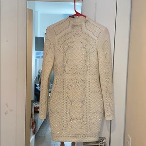 White formal short dress with elegant pattern